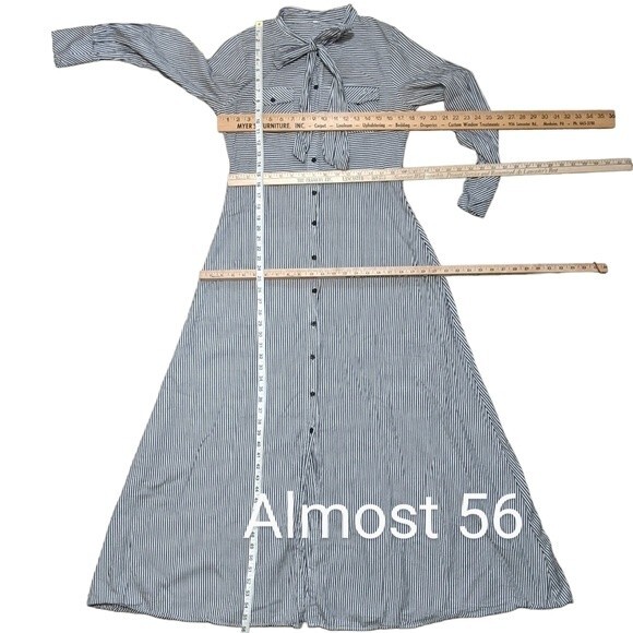 Maxi dress unbranded button front cotton blend striped size XL - Picture 3 of 8